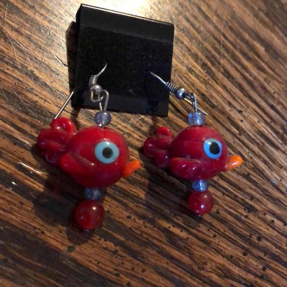 blown glass baby fish earrings